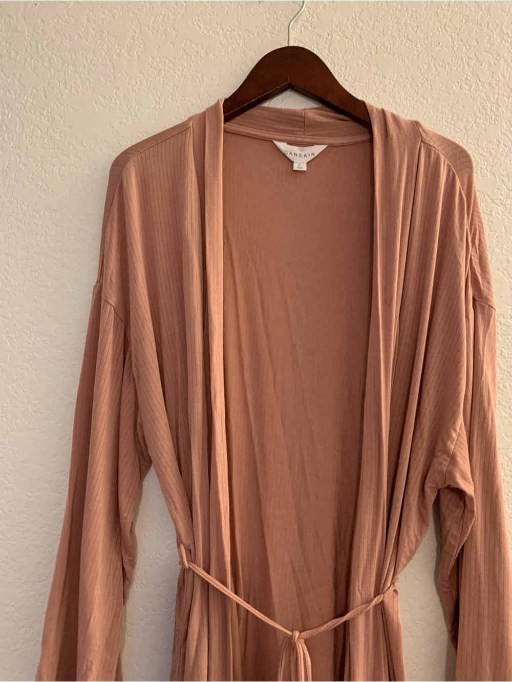 Danskin Rayon Ribbed Open-Front Robe in Blush Pink | L - Picture 2 of 10